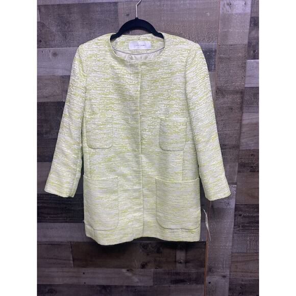 Women's Tahari Pocket Topper Dress Coat Citrus Green Retro Size Small NEW - Picture 1 of 5